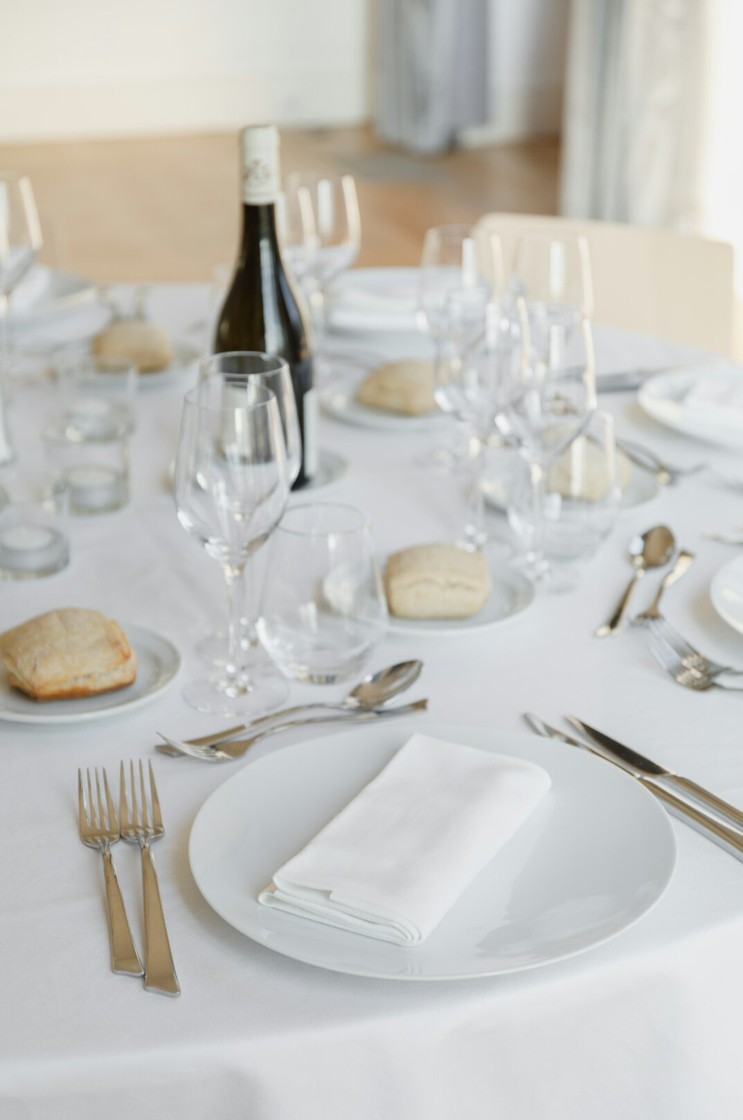Elegant gala dinner event with round tables